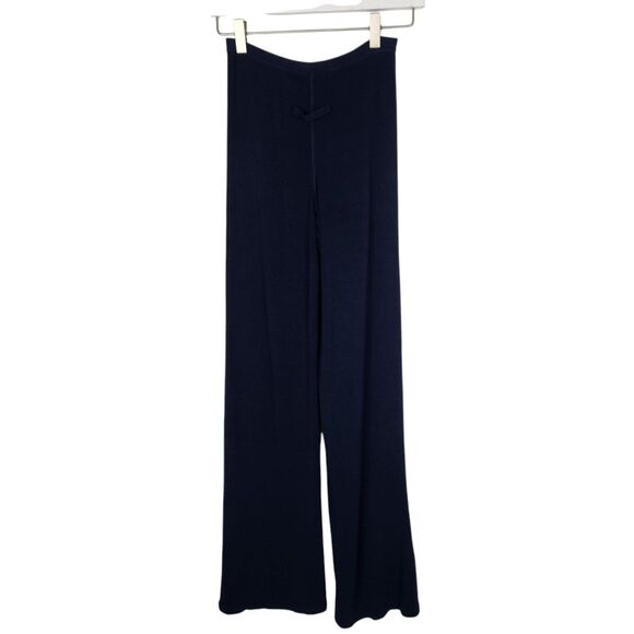 JEAN PAUL GAULTIER Pants Womens Small Blue Fuzzi Wide Leg Knit Stretch Pull On - Picture 2 of 11